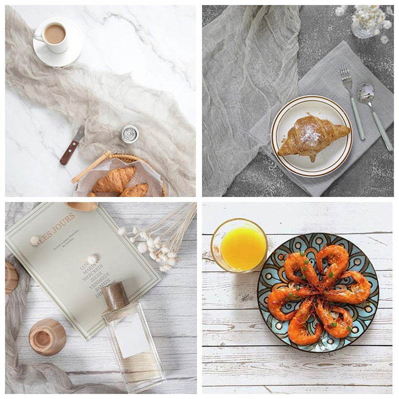 Meking 3pcs 34inx22in Photo Backdrops, Double Sided Marble Wood Cement Texture 2 in 1 Background Paper Photography Props for Flat Lay, Food Tabletop Product Fashion Ins Style Blog Photo Shooting - Image 2